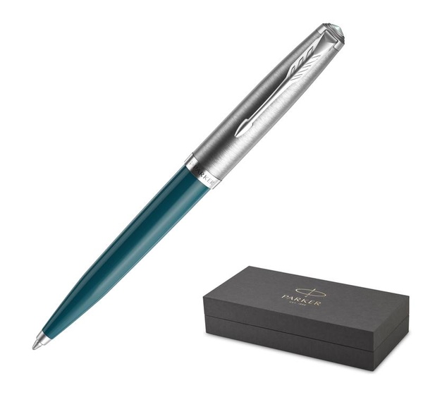 Ручка шариковая Parker 51 Teal Blue цвет чернил черный цвет корпуса бирюзовый (артикул производителя 2123508)